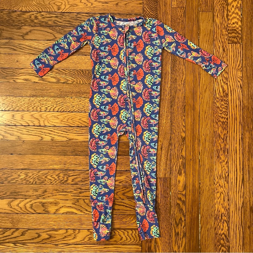 Guppy Fish Print Multi Color Kids Footie Pajama
